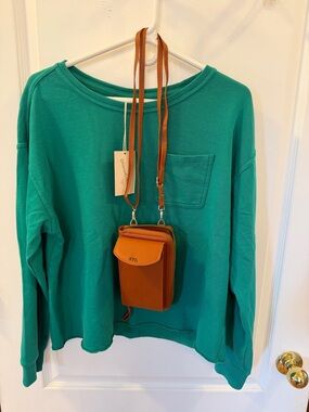 NEW SET! Universal Thread Green Sweatshirt + NEW STL Brown/Gold Crossbody
